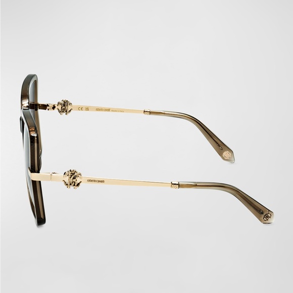 Roberto Cavalli Oversized Square Sunglasses in Gold with Gradient Gray Lenses main image 4